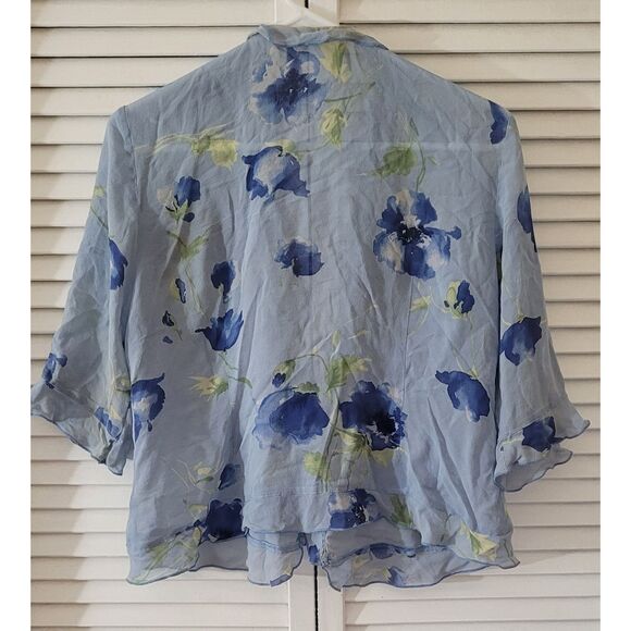Bell Sleeve Floral Sheer Open-Front Top Medium - Picture 2 of 2